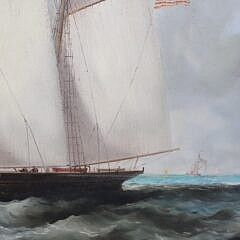 Framed Decorative Oil on Canvas Painting of a Schooner, 20th Century