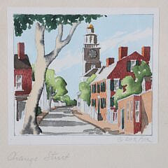 Doris and Richard Beer Watercolor on Paper “Orange Street”