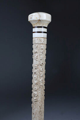 Rare Whaleman Carved Walking Stick circa 1840-1850
