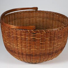 Antique Open Round Swing Handle Nantucket Basket