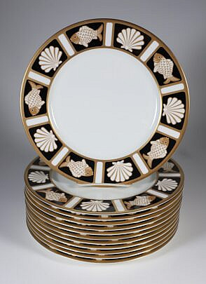 Set of 12 Fish and Shell Dinner Plates