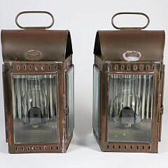 Pair of Davey & Co. Brass Kerosene Wall or Carrying Lights