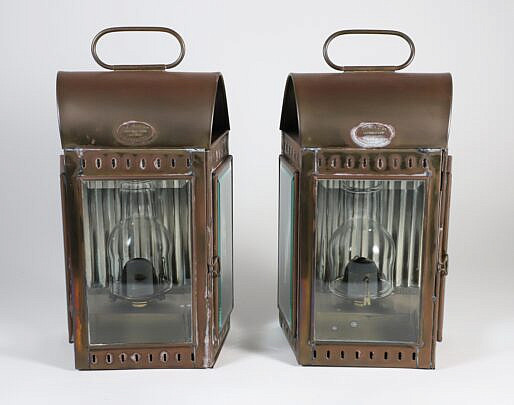 Pair of Davey & Co. Brass Kerosene Wall or Carrying Lights