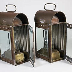 Pair of Davey & Co. Brass Kerosene Wall or Carrying Lights