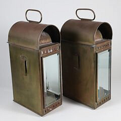 Pair of Davey & Co. Brass Kerosene Wall or Carrying Lights