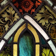 Antique Nautical Anchor Stained Leaded Glass Window