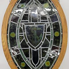 Antique Nautical Anchor Stained Leaded Glass Window