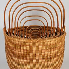 Nest of 10 Ainsley D. Rockwood Round Swing Handle Nantucket Baskets