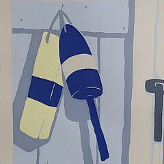 Large Vintage Eric Holch Nantucket Serigraph Print “Side Door”