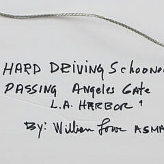 William Lowe Oil on Canvas “Hard Driving Schooner Passing Angeles Gate Los Angeles Harbor”