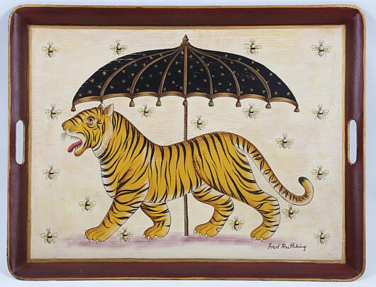 Ford Rutherling Painted Bengal Tiger Metal Tray