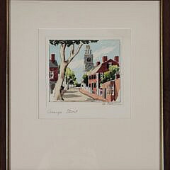 Doris and Richard Beer Miniature Nantucket Watercolor “Orange Street”