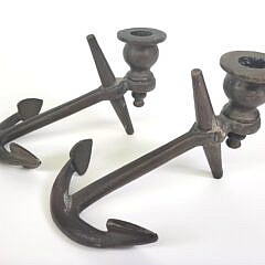 Vintage Bronze Nautical Anchor Candlesticks