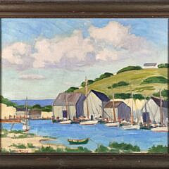 Don Bailey Oil on Canvas Maine Coastal Harbor Scene