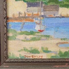 Don Bailey Oil on Canvas Maine Coastal Harbor Scene