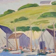 Don Bailey Oil on Canvas Maine Coastal Harbor Scene