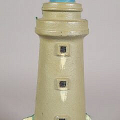 Vintage Cast Iron Paint Decorated Minot’s Ledge Lighthouse Doorstop