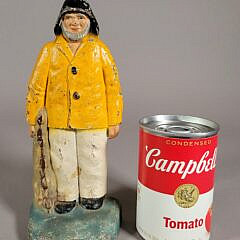 Antique Cast Iron Paint Decorated Old Salt Fisherman Doorstop
