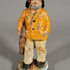 Vintage Cast Iron Paint Decorated Old Salt Fisherman Doorstop