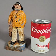 Vintage Cast Iron Paint Decorated Old Salt Fisherman Doorstop