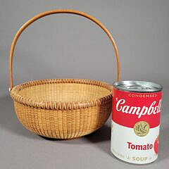 Vintage 2007 Lucille LaRochelle Round Open Swing Handle Nantucket Basket