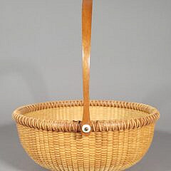 Vintage 2007 Lucille LaRochelle Round Open Swing Handle Nantucket Basket