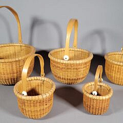 Vintage 1988 Lawrence “Larry” Brewster Graduated Nest of Five Nantucket Baskets