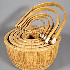 Vintage 1988 Lawrence “Larry” Brewster Graduated Nest of Five Nantucket Baskets