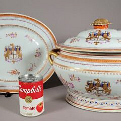 19th Chinese Export Porcelain Armorial Soup Tureen and Underplate
