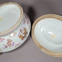 19th Chinese Export Porcelain Armorial Soup Tureen and Underplate
