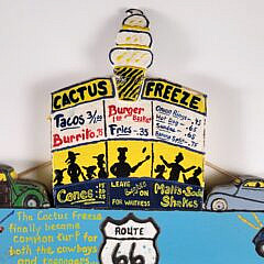 Vintage D. Alan Calhoun Route 66 Highway Texas Folk Art Decorated Mirror