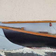 Antique American Folk Art Sailing Yacht Half Hull Diorama