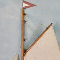Antique American Folk Art Sailing Yacht Half Hull Diorama