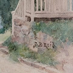 Antique Jane Brewster Reid Watercolor View of Ash Lane Nantucket
