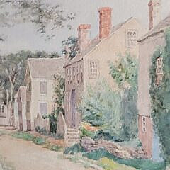 Antique Jane Brewster Reid Watercolor View of Ash Lane Nantucket