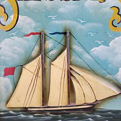 Vintage Folk Art Antique Style Nautical Ships Stores Sign Clock