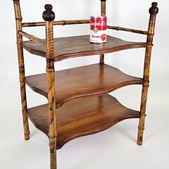 Antique Aesthetic Movement Bamboo and Oak Tabletop Etagere Bookshelf