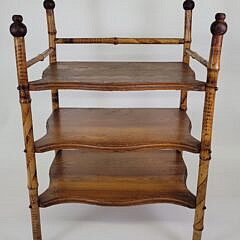 Antique Aesthetic Movement Bamboo and Oak Tabletop Etagere Bookshelf