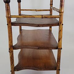 Antique Aesthetic Movement Bamboo and Oak Tabletop Etagere Bookshelf