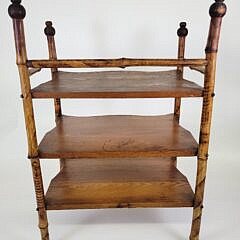 Antique Aesthetic Movement Bamboo and Oak Tabletop Etagere Bookshelf
