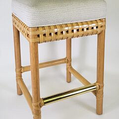 McGuire San Francisco Bamboo Rattan Upholstered Bar Stool