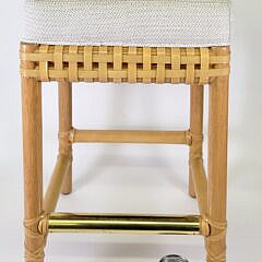 McGuire San Francisco Bamboo Rattan Upholstered Bar Stool