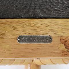 McGuire San Francisco Bamboo Rattan Upholstered Bar Stool