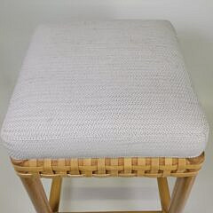 McGuire San Francisco Bamboo Rattan Upholstered Bar Stool