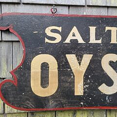 Antique Style Painted Wood Salt Water Oysters Trade Sign