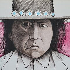Ed Singer Native American Navajo Dine Lithograph “Who is R C Gorman?”