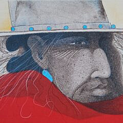Ed Singer Native American Navajo Dine Lithograph “Lone Star”