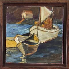Julie Gifford Oil on Canvas “Gridlock” Nantucket Harbor Painting