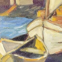 Julie Gifford Oil on Canvas “Gridlock” Nantucket Harbor Painting