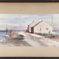 Jane Brewster Reid (1862-1966) Nantucket Watercolor View “Swain’s Wharf”
